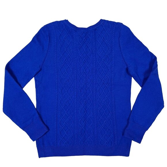 Talbots Lambswool Blend Blue Crewneck Sweater Size Medium - Picture 2 of 5